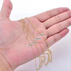 Collar de cadena de oro de 14k sólido y duradero, 1mm, 1,2mm, 1,35mm, 1,6mm, con cierre de resorte, fabricación de joyería