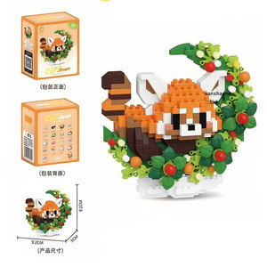 Mini Bloques de Construcción de Animales y Flores en Forma de Media <span class=keywords><strong>Luna</strong></span>, Ladrillos DIY de Cartón, Gato, Perro, Mapache, Zorro, Conejo, Panda, Juguete Modelo Hecho a Mano, Regalo para Niñas - Product Image 4
