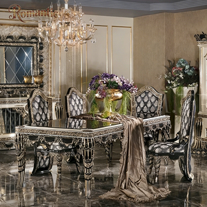 Juego de Comedor <span class=keywords><strong>Barroco</strong></span> Europeo Clásico, Lujoso Juego de Comedor Tallado a Mano y <span class=keywords><strong>Dorado</strong></span>, Muebles Turcos de Alta Gama para Decoración de Villas - Product Image 4