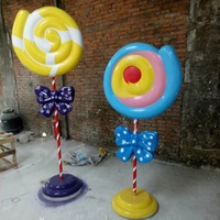 Grande Statue en Fibre de Verre Candyland Donut Sculptures de Bonbons en Résine pour Boulangerie Décoration