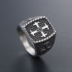 Vintage Cross <b>Ring</b> Stainless Steel Men's Jewelry SA571 Retro Geometric Design Gift Fashion <b>Rings</b> - Product Image 2