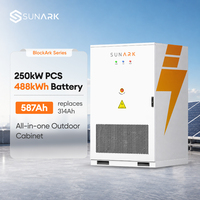 Système de Stockage d'Énergie (ESS) LiFePO4 Haute Tension en Armoire Extérieure 488 kWh 250 kW avec Onduleur Hybride et Refroidissement Liquide pour Applications Hors Réseau