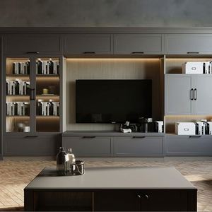 Ensemble de cuisine moderne et écologique sur mesure avec comptoirs en marbre et en verre, îlot de rangement, garde-manger pour la rénovation de la maison - Product Image 1