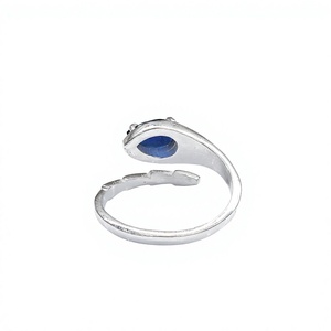 Luxury 925 Sterling <b>Silver</b> <b>Adjustable</b> Blue Sapphire <b>Ring</b> Handmade Teardrop Cut Gemstone Designer Jewelry Collection - Product Image 5