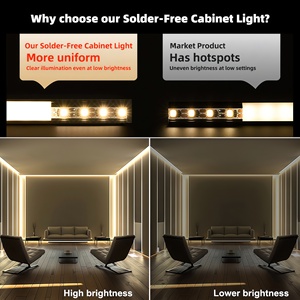 Hàn-Miễn phí lõm dưới tủ quần áo tủ đèn 12V 30cm 50cm 1m tùy chỉnh chiều dài dẫn kệ ánh sáng tuyến tính dải - Product Image 2