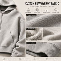 Fabricant de sweats à capuche zippés personnalisés 600 g/m² épais, unisexe, coupe ample, style streetwear, entièrement zippés, marque privée, OEM
