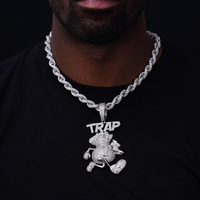 Pendentif Sac d'Argent en Cuivre, Breloque Hip Hop, Plaqué Or 14K Rhodié, Bijou Sertie de Zircons, Pendentif Dollar Trap