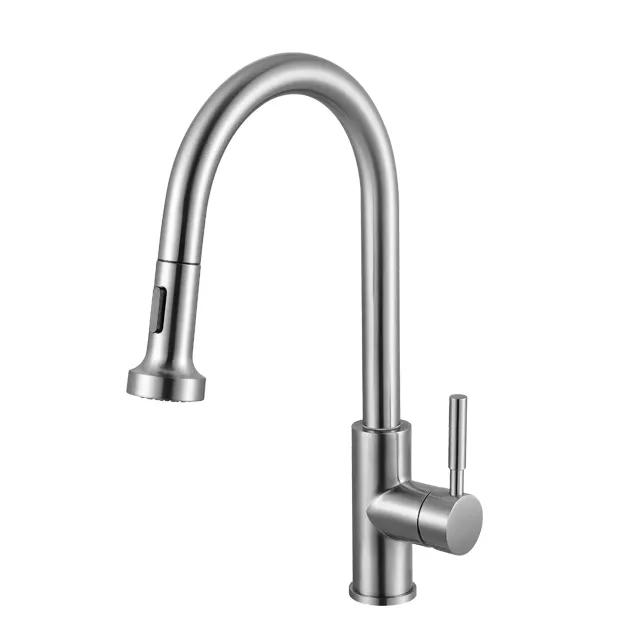 Sink And Faucet Manufacture Stainless Steel Hot Cold Water Mixer Sink Tap Pull Down Spray Pull Out Kitchen Faucet