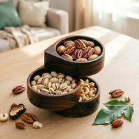 Vintage notenhouten fruitplateau met 3 lagen, Japanse stijl, opbergdoos voor thee en snacks, voor thuisgebruik