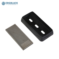 Pierre à aiguiser diamantée double face EDGBLACK SJ0831M, grain 360/600, durable, multifonctionnelle, noire, pour aiguiser les couteaux, antidérapante, en ABS