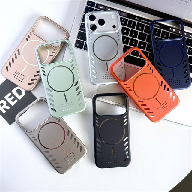 Honeycomb Cooling Magnetic Mobile Phone case for iPhone 17 16 15 Pro Max Breathable Mesh PC Magnet Ventilated matte Back Cover