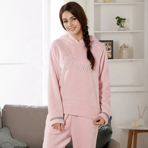 Venta caliente de fábrica personalizada pijamas de etiqueta privada de invierno de manga larga conjuntos de pijamas elásticos para mujeres Black Friday Christmas Hooded <span class=keywords><strong>PAJ</strong></span> - Product Image 3
