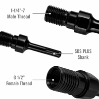 Adaptateur de perceuse à noyau Tengrui SDS Plus vers 1-1/4"-7 UNC avec filetage femelle BSP de 1/2" pour le perçage au diamant du béton