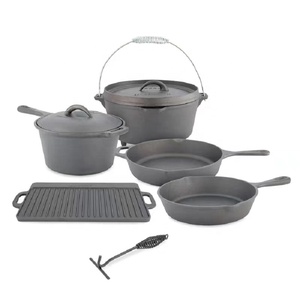 7 piece <span class=keywords><strong>Pre</strong></span> dày dạn đúc sắt Hà Lan lò cắm trại <span class=keywords><strong>Cookware</strong></span> <span class=keywords><strong>Set</strong></span> nấu ăn ngoài trời đặt bán buôn - Product Image 3