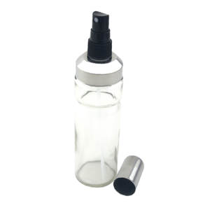 Botella de aceite esencial de vidrio transparente con mecanismo de plástico y caja de tapa de acero de 72 para rociar aceite y accesorios - Product Image 1
