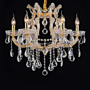 Maria Theresa luxe hôtel salon lampes suspendues moderne argent fer bougie lustre hauteur réglable cristaux verre - Product Image 2