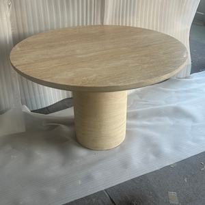 Tables à manger Comedor en travertin naturel nordique avec plateau renforcé en ciment et base en fibre de verre - Product Image 4