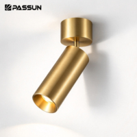 Spot LED Moderne en Aluminium Doré 5W, Forme Cylindrique, Plafonnier à Montage en Surface, Éclairage Spot Dimmable pour Salon et Hôtel