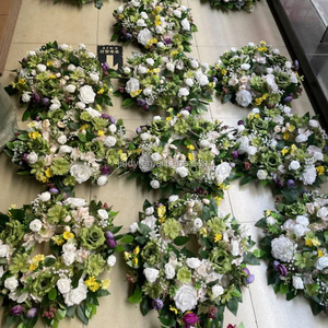 Coronas de Flores de Tela Baratas al por Mayor para Funerales, Corona de Rosas Artificiales Abiertas para Decoración Funeraria de Pascua - Product Image 4