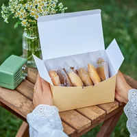 Boîte de rangement pour biscuits et desserts, à ouverture coulissante et rabattable, en carton ivoire jaune, finition mate, carrée avec logo – Meilleures ventes