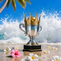 Trophée personnalisé en or, argent et noir, coupe couronne, récompense métallique sur mesure, base carrée à double poignée, trophées directement de l'usine OEM ODM