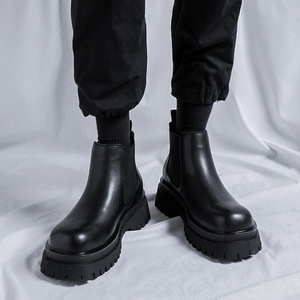 Summer Formal Ankle Boots for Office Career Genuine Leather Chelsea Height Increasing Patent Leather Cowboy Shoes Handsome - Product Image 4