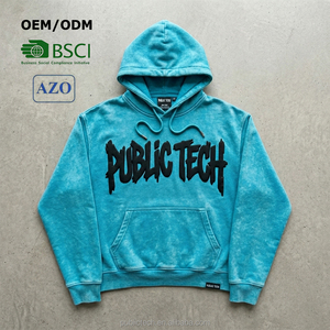 Sudadera con Capucha Personalizada de Marca Privada, Estilo Vintage, Lavado Ácido, OEM, Streetwear, Impresión 3D Puff, Sudadera Extra Grande para Hombre - Product Image 1