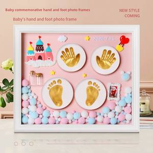 Atacado Recém-nascido Primeiro Aniversário Handprint Pegada Lembrança Quadros Mão Do Bebê Pé Argila Cabelo <span class=keywords><strong>Fetal</strong></span> Lua Cheia Cem Madeira - Product Image 3