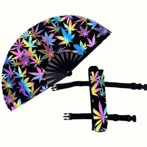 พัดพับสะท้อนแสง ลายดาวโฮโลแกรม พร้อมที่วางพัด มีสินค้าในสต็อก - Product Image 3