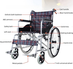 Kursi roda Manual lipat dapat diatur harga murah untuk orang tua dan orang dengan mobilitas yang dikurangi - Product Image 3