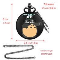 Pendentif de collier d'animal de chat de gros ventre de dessin animé du japon accessoires montre de poche d'anime avec la chaîne pour des cadeaux d'étudiant de garçons