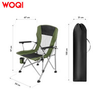 Chaise de camping pliable robuste WOQI avec accoudoirs et porte-gobelet, idéale pour la plage, les pique-niques et la pêche, vente en gros