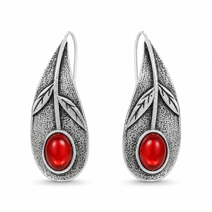 Orecchini retrò con foglie rosse e verdi, regalo per donna per l'uso quotidiano o per feste - Product Image 1