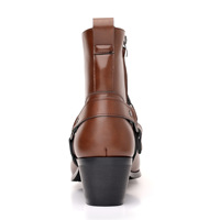 Bottes en cuir PU tendance pour hommes avec logo personnalisable, grandes tailles, style moto, hauteur cheville, noires, pour l'automne et l'hiver