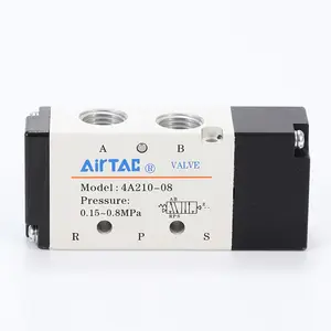 Airtac 5/2 Way วาล์วควบคุมอากาศนิวเมติกเดี่ยว4A110-06 4A210-08 4A310-10 4A410-15วาล์วควบคุม Manifold