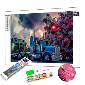 Arts And Crafts Modern Crystals Painting Big Blue Truck Rhinestone Painting Kit Easy Full Drill Canvas 5D DIY Diamond Painting