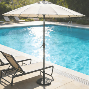 Modern Ekstra Büyük UV Koruyucu Rüzgar Geçirmez Veranda Şemsiyesi Açık Hava Şemsiyesi Havuz Kenarı Yuvarlak Bej Krank Kolu - Product Image 3