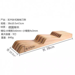 Porte-couteaux horizontal en bois de hêtre de Chine du Sud pour ustensiles de cuisine, style tiroir - Product Image 5