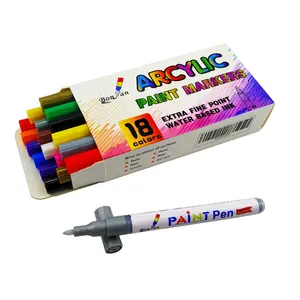 0.7mm fine point 30 colors metallic glitter acrylic paint marker pen for rock stone wood art drawing
