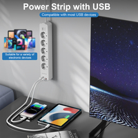 PUJIMAX Prise murale électrique européenne Prise de courant EU Multiprise 1.5m avec prise USB Type C Chargeur