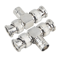 BNC femelle à double BNC mâle séparateur BNC connecteur vidéo 3 voies adaptateur en T en forme de T 1 en 2 sorties pour appareils sans fil de caméra de vidéosurveillance