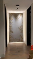 Papier peint de luxe de toile de fond de feuille d'or de Zhenling pour la décoration murale intérieure de maison