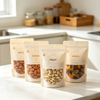 Sachet refermable mat personnalisé avec logo, sans BPA, de qualité alimentaire, pochette verticale givrée pour stockage alimentaire, modèle Z1