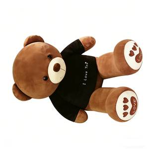 Ours en peluche géant marron personnalisable avec chemise, jouet en peluche doux et surdimensionné avec des pieds imprimés LOVE, parfait pour une fille romantique - Product Image 3