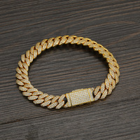 Pulsera de eslabones cubanos de 10 mm de tejido denso, chapada y pulida, estilo urbano y rap, accesorio de muñeca para escenario, suministro al por mayor