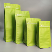 Bolsas Verticales Selladas de 8 Lados en Verde Lima Vibrante para Café en Grano al por Mayor