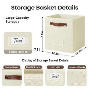 Wholesale Home Foldable Fabric Storage Cubes Organizer Clothes Shelf Basket Cube Organizer with Dual Handles Storage <b>Box</b> Bins - Product Image 2