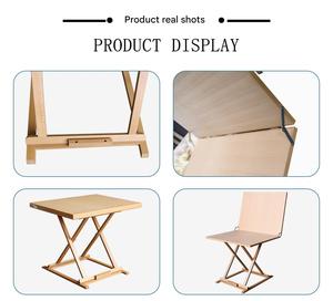 Mesa de estudio de madera de haya Huixishi 60x80cm con caballete de pintura ajustable y silla de estudio de arte con estructura metálica para fotografía - Product Image 5
