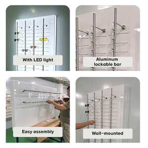Nhà máy tùy chỉnh Wall Mount kính hiển thị có thể khóa kính hiển thị que Kính mát hiển thị quang Rack hiển thị với ánh sáng LED - Product Image 2