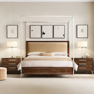 <span class=keywords><strong>Benoit</strong></span> King-Size Marco de cama con cuatro carteles Dosel de tela Cabecero con mechones Marco de acero inoxidable Diseño de muebles de dormitorio de Madera Suave - Product Image 2